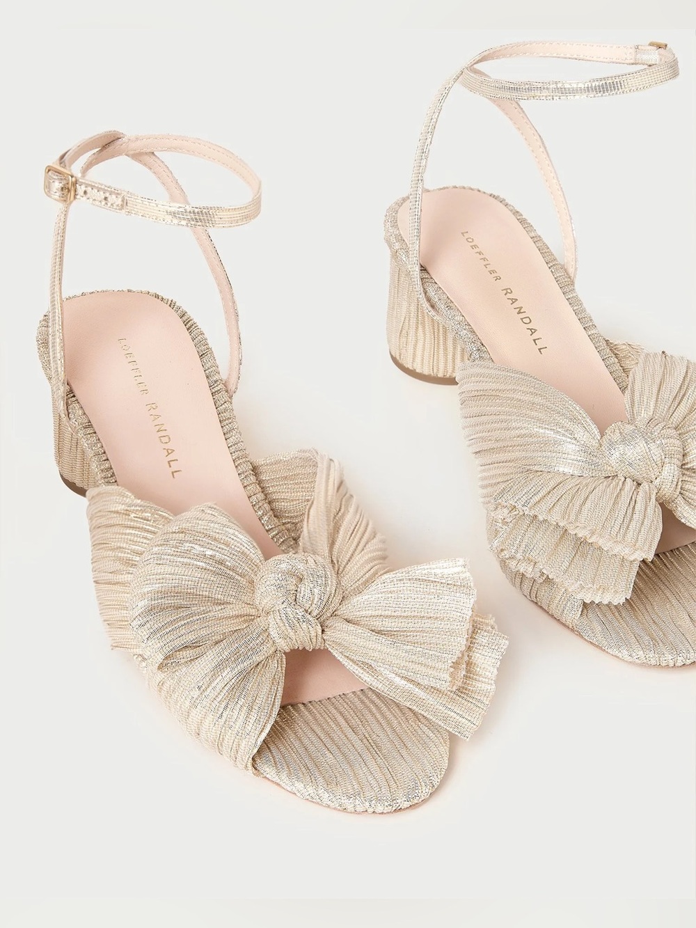 Loeffler Randall Dahlia Platinum Bow Heels